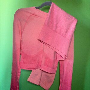 Matching two piece ombre salmon pink workout gym yoga set / Large